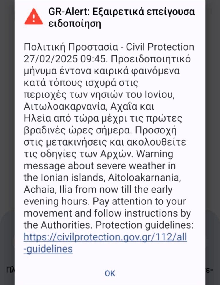 Hλεία - Καιρός: Ήχησε το 112 εν όψει κακοκαιρίας