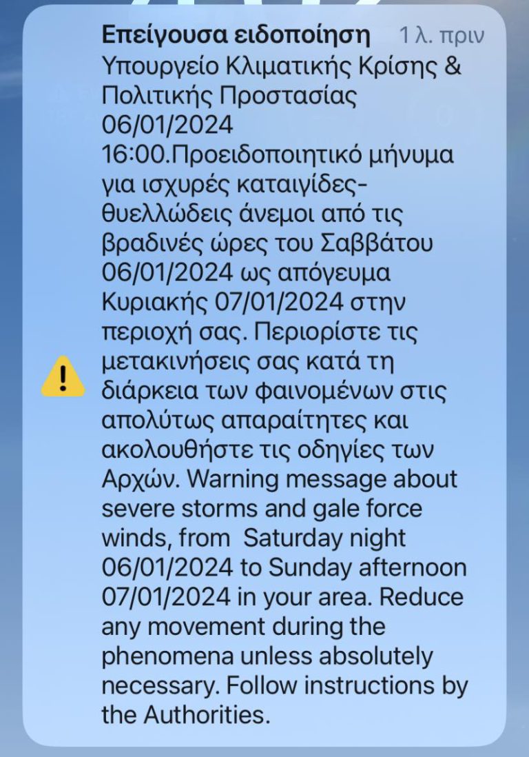 Ηλεία: Μήνυμα από το 112 για την (επερχόμενη) κακοκαιρία