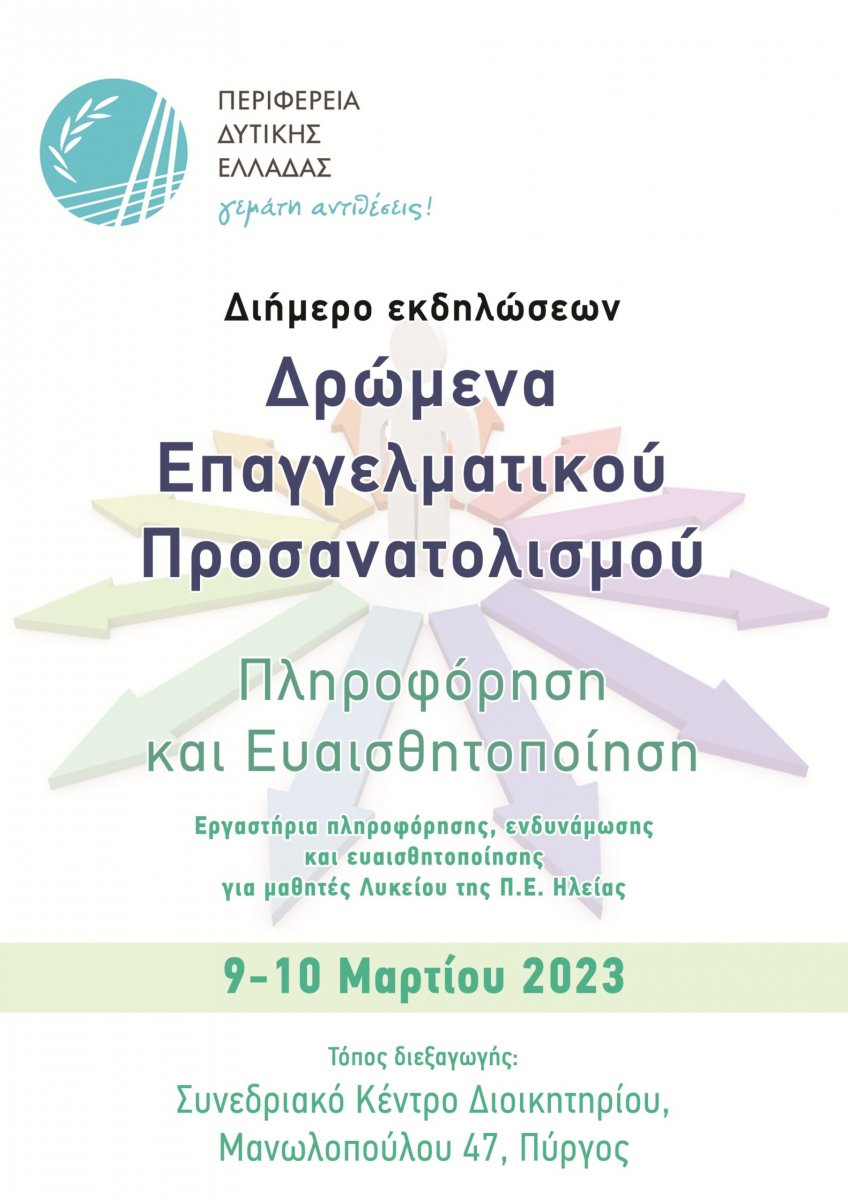 Πύργος: Δρώμενα Επαγγελματικού Προσανατολισμού για μαθητές Λυκείου