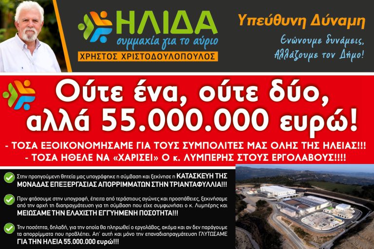«Ήλιδα - Συμμαχία για το Αύριο» - Μονάδα επεξεργασίας απορριμμάτων στην Τριανταφυλλιά: Όταν ο Δήμος Ήλιδας αντί για τους δημότες