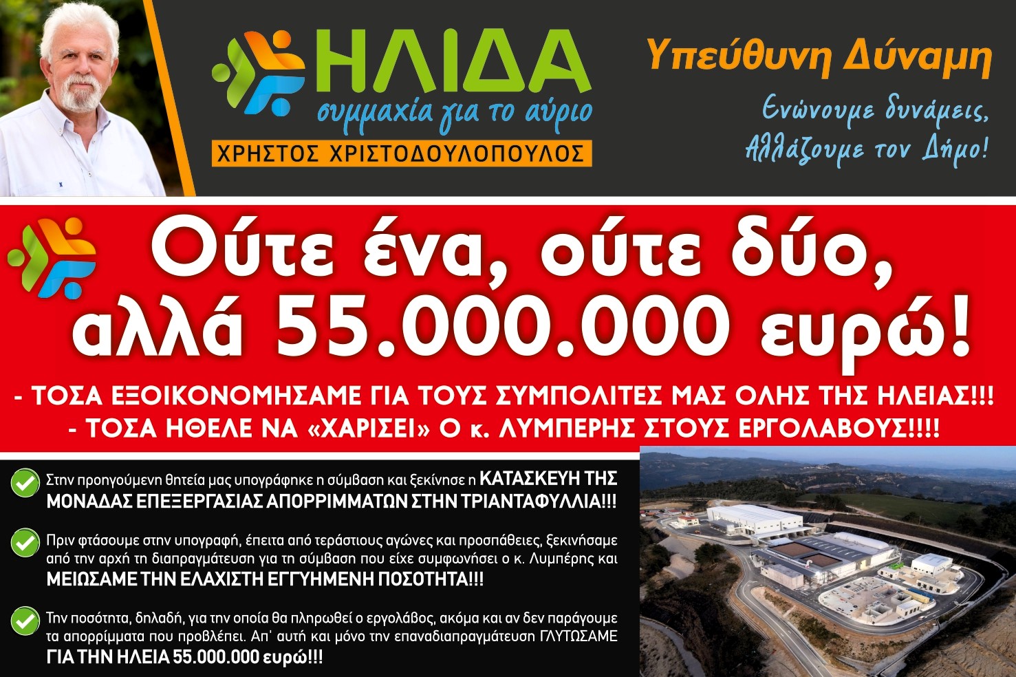 «Ήλιδα - Συμμαχία για το Αύριο» - Μονάδα επεξεργασίας απορριμμάτων στην Τριανταφυλλιά: Όταν ο Δήμος Ήλιδας αντί για τους δημότες