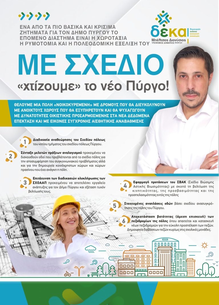 Διονύσης Μπέλτσος: Με σχέδιο «χτίζουμε» το νέο  Πύργο!