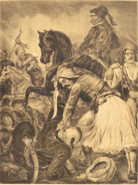 Ανδρέας-Μεταξάς-Μάχη-Λάλα-Λιθογραφία-Peter-von-Hess1852